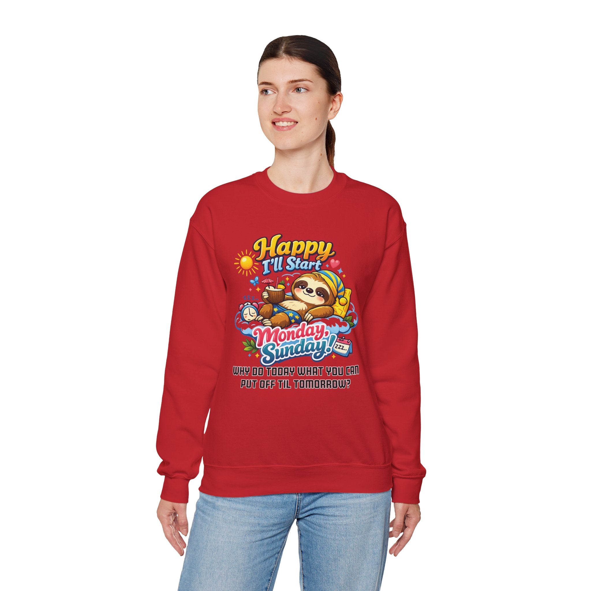 Sunday - Procrastination Sloth Series Sweatshirt