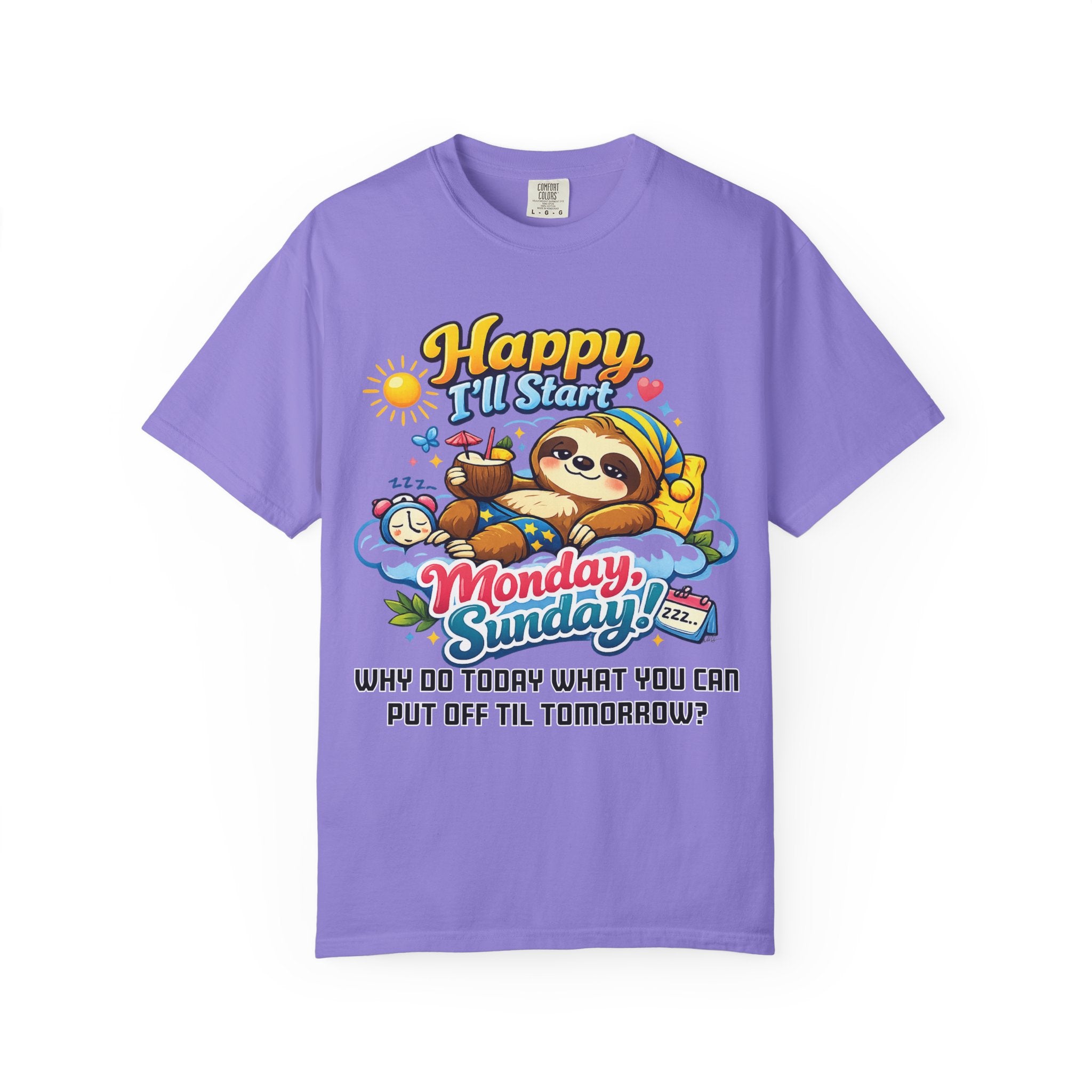 Sunday - Procrastination Sloth Series T-shirt