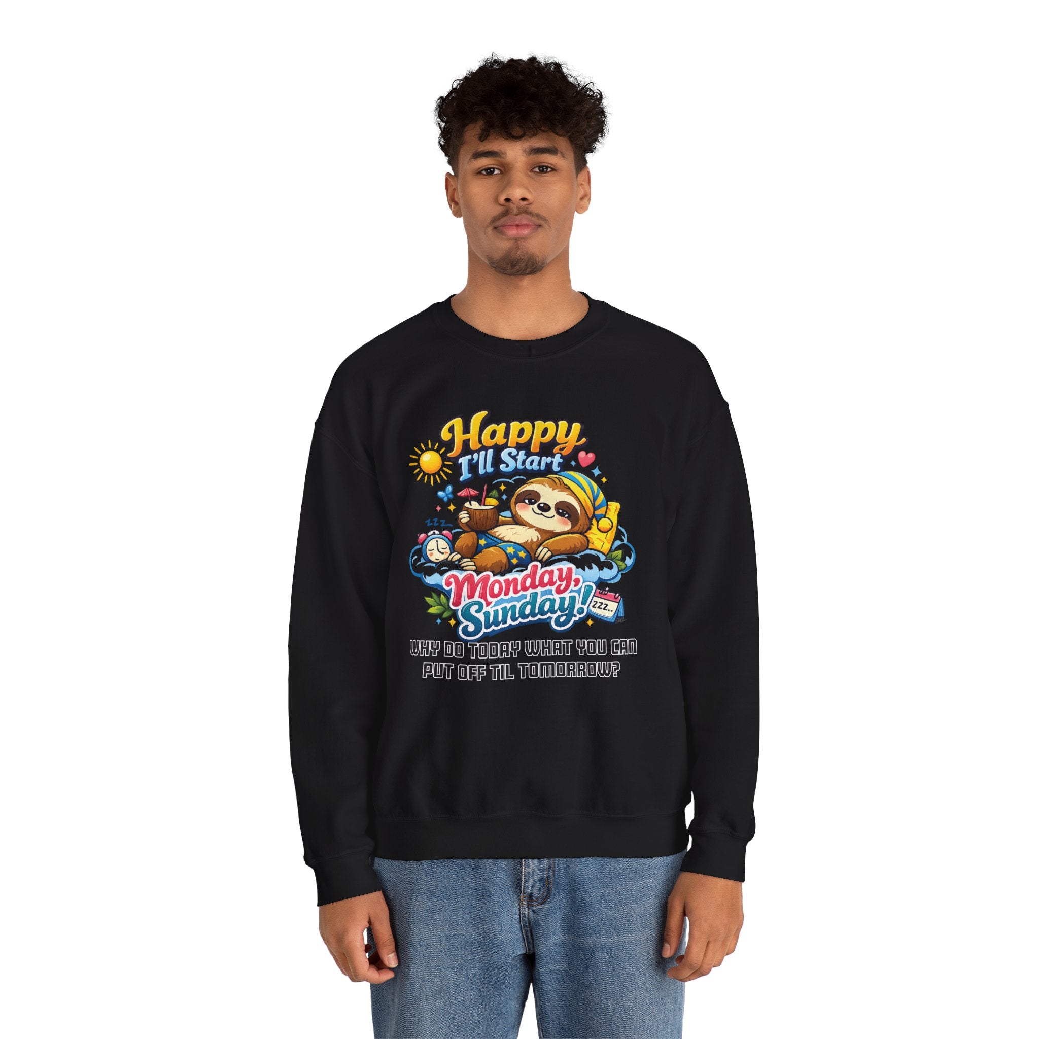 Sunday - Procrastination Sloth Series Sweatshirt