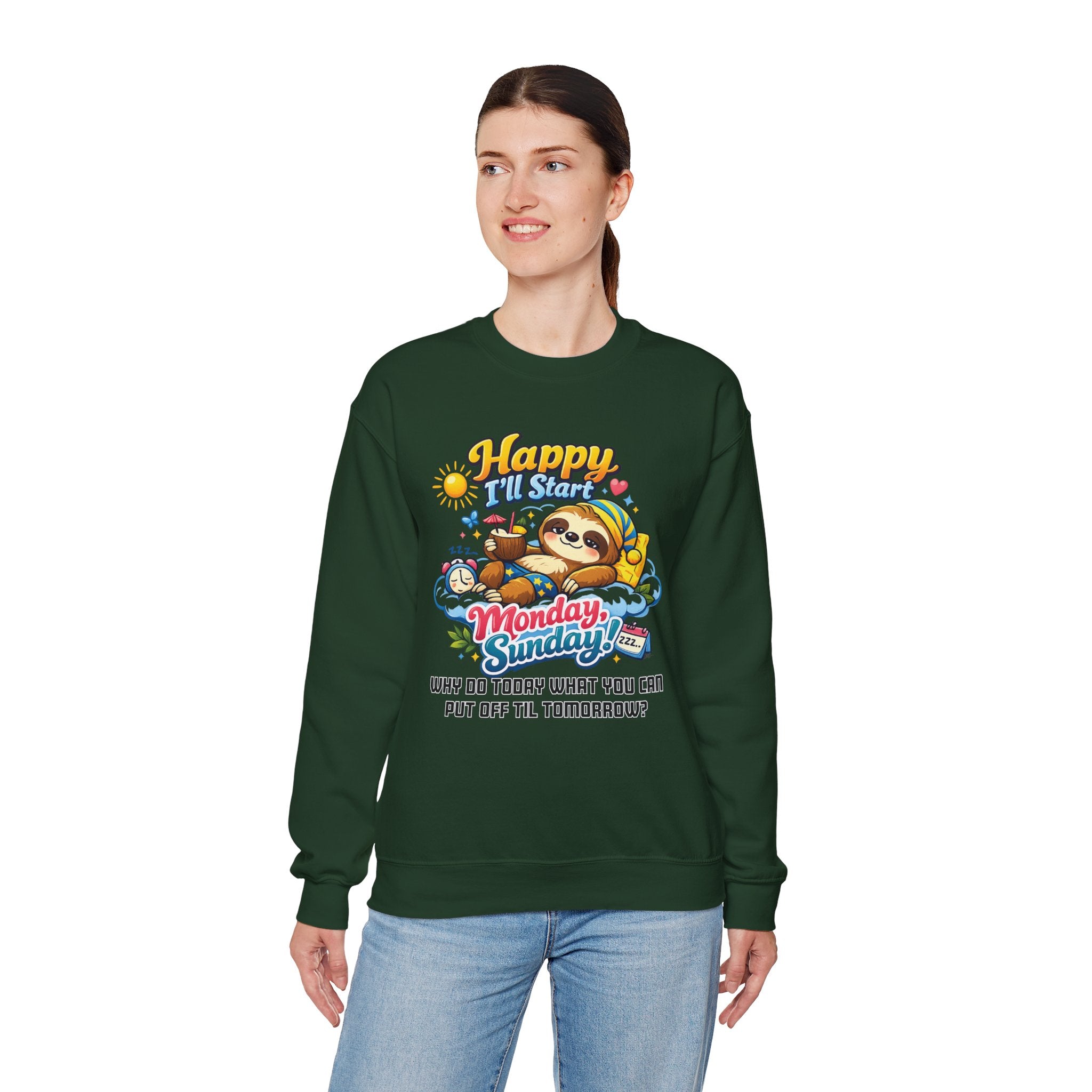 Sunday - Procrastination Sloth Series Sweatshirt