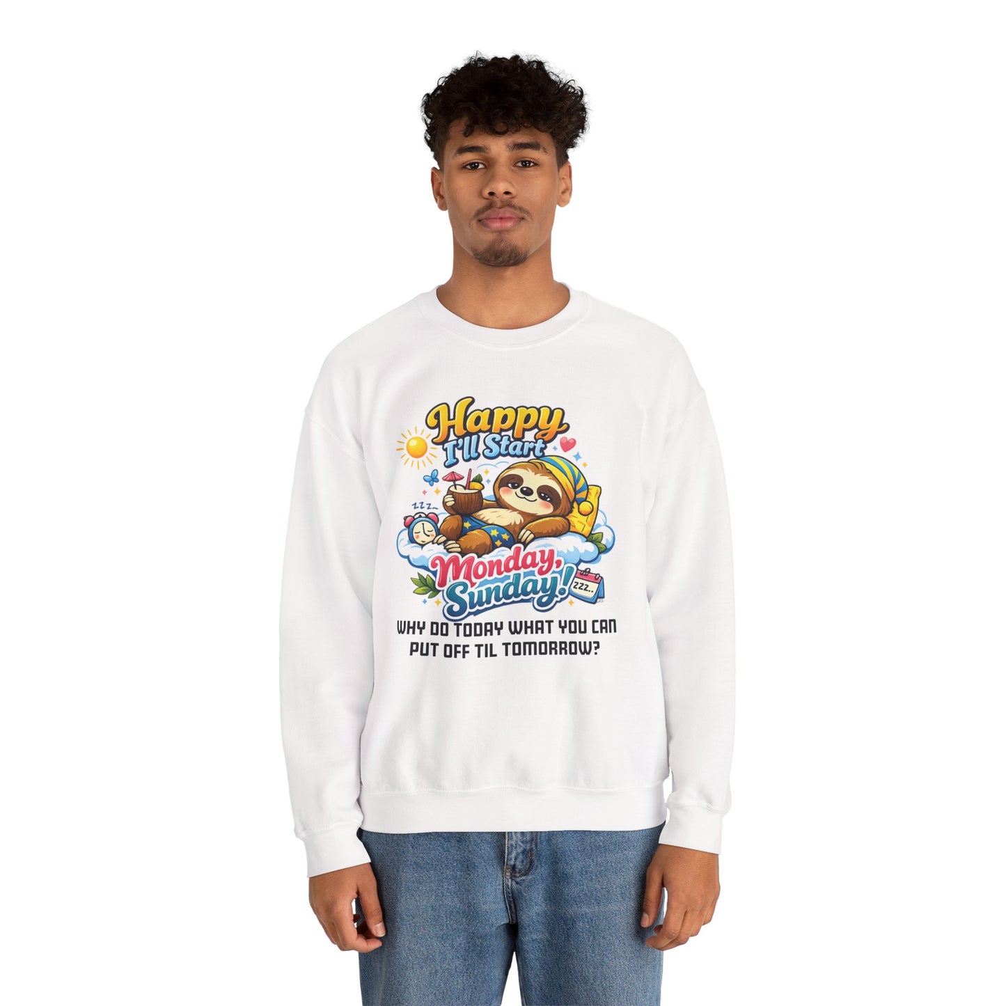 Sunday - Procrastination Sloth Series Sweatshirt