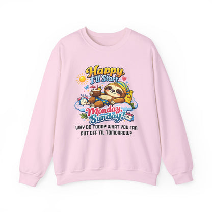 Sunday - Procrastination Sloth Series Sweatshirt