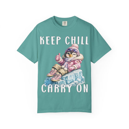 Keep Chill Carry On Girl T-shirt - Penguin Series