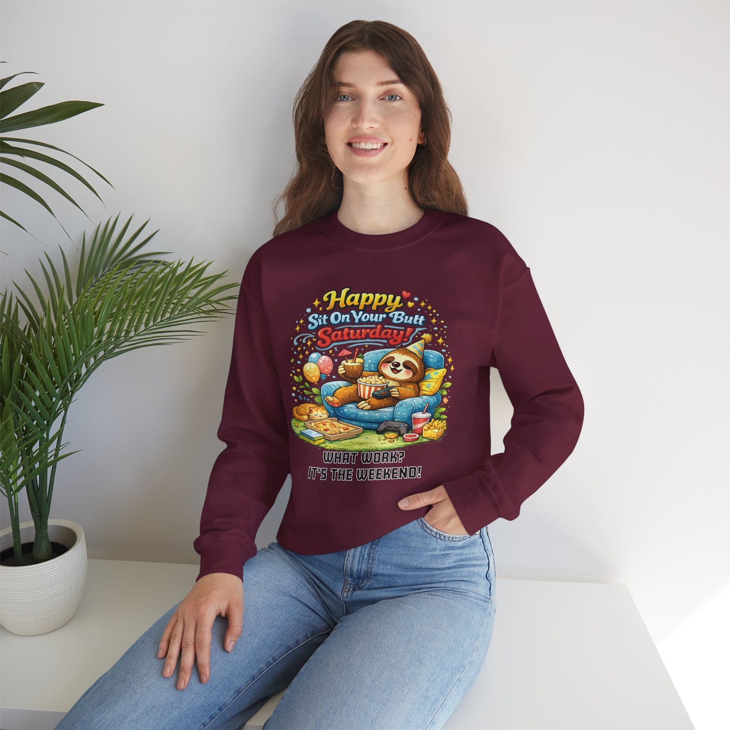 Saturday - Procrastination Sloth Series Sweatshirt