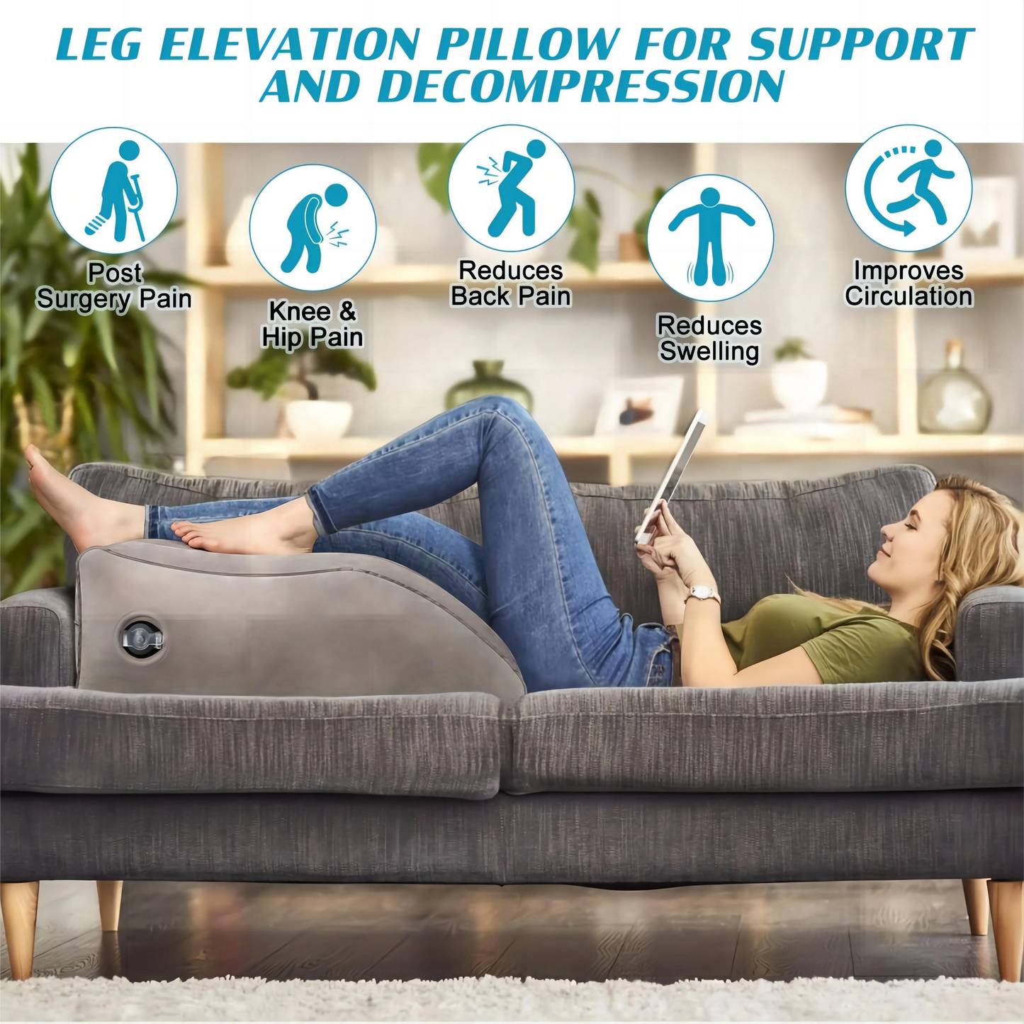 ZenRest® Inflatable Wedge Leg Pillow Fatigue Reliever